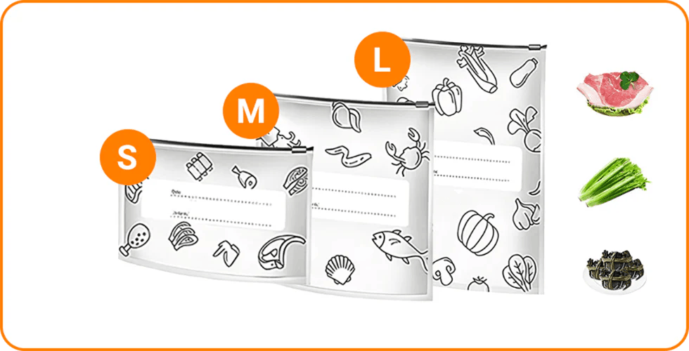 Reusable Aluminum Foil Sealed Fresh Keeping Bags, Double Zipper Leakproof Moisture Proof Food Storage Pouch for Fridge Freezer Meat Vegetable