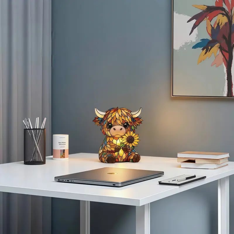 🌻Last Day Sale 49% OFF- 🐮Creative Highland Cow Sunflower LED Night Light