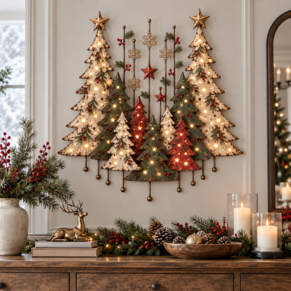 Vintage Christmas Forest Wall Art
