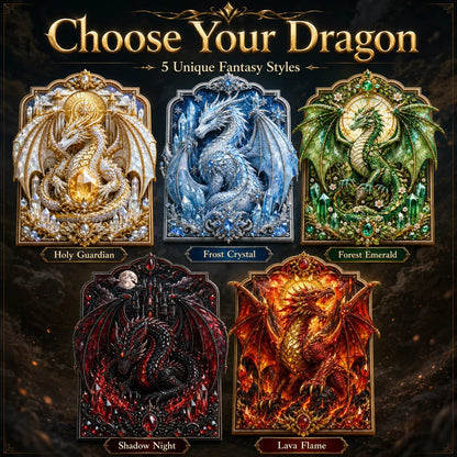 🐉💎3D Lager På Lager Drake Diamantmålningskit, 5 Stilar Fantasykristall