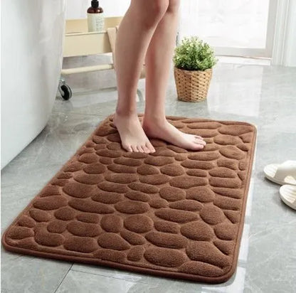 🛁 Cobblestone-Textured Bath Mat – Soft Bathroom Rug, Gray 40×60cm