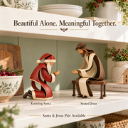 Santa Kneeling Before Jesus Christmas Figurines