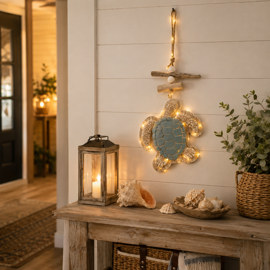 Lighted Coastal Sea Turtle Wall Decor with Remote
