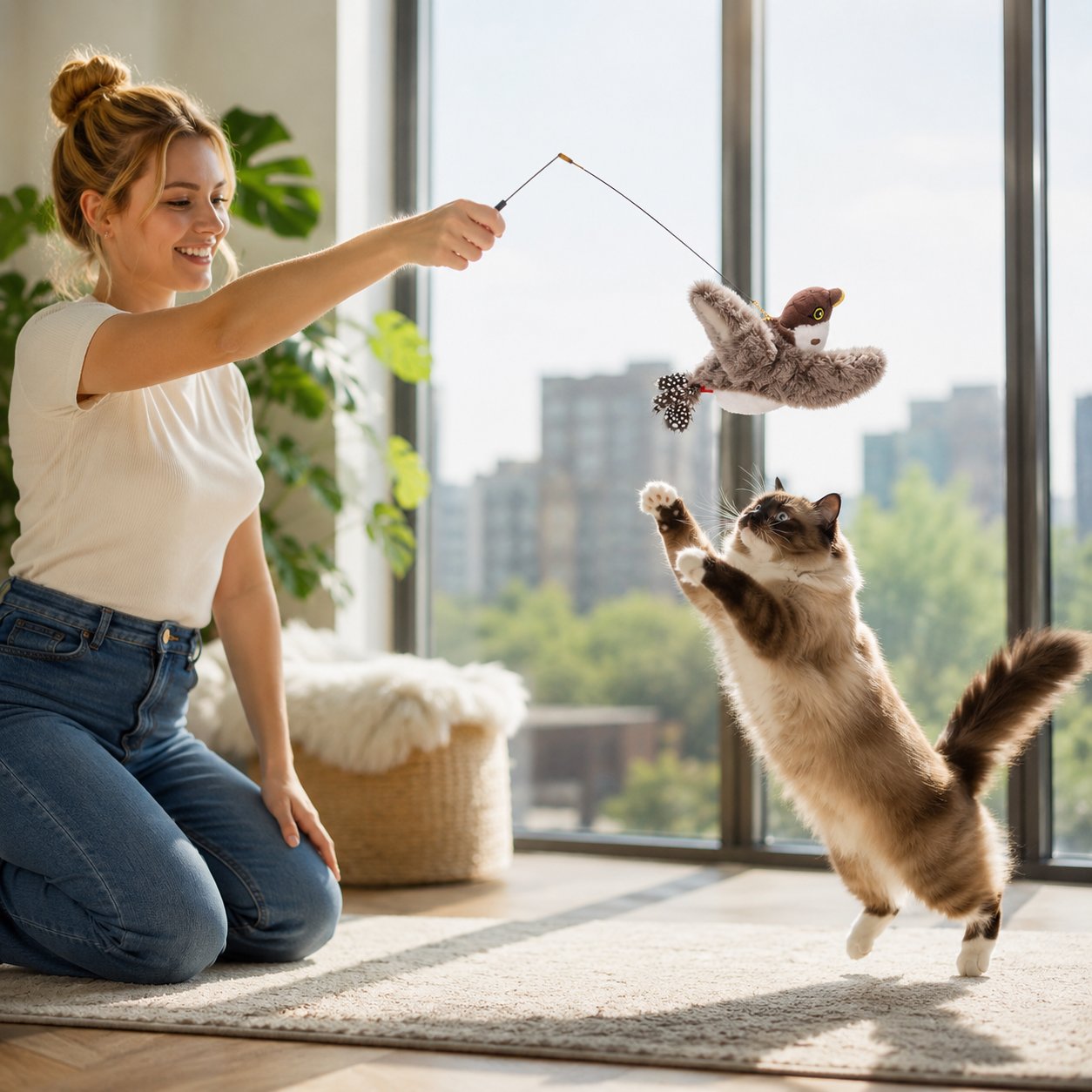 Flapping Bird Interactive Cat Toy, Hunting Stimulation Toy to Relieve Cat Boredom & Scratching