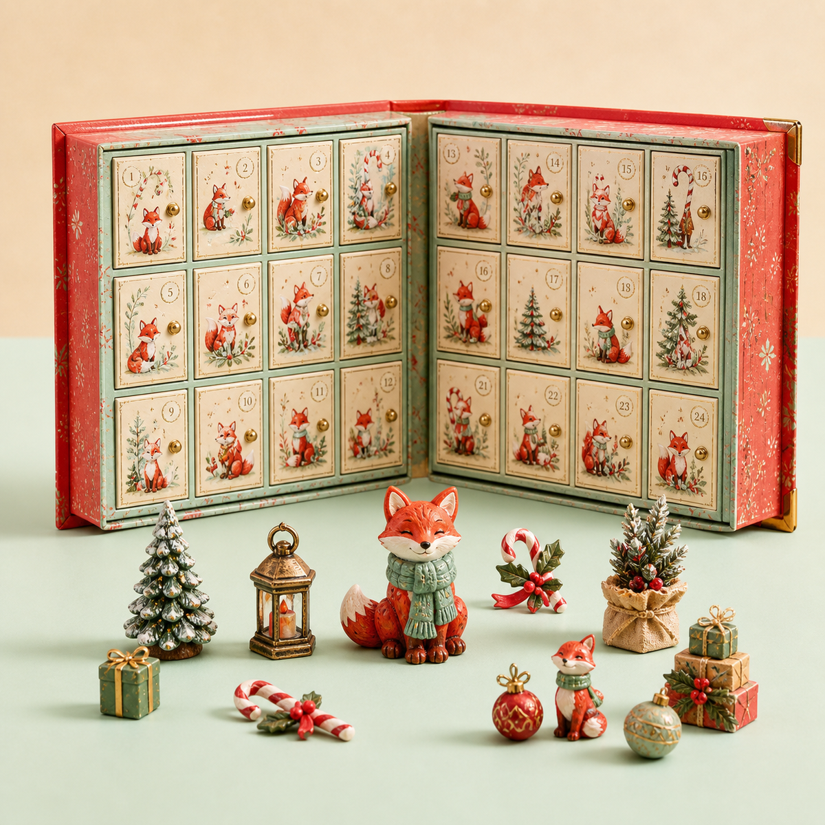 🎄 Merry Menagerie: 24 Days of Tiny Christmas Joy | Animal Miniature Countdown Box – 6 Collector Editions