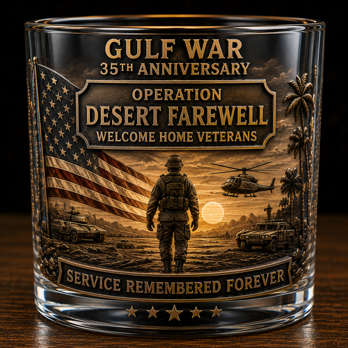 Gulf War 35th Anniversary Commemorative Whiskey Glass – Raised Tribute Barware