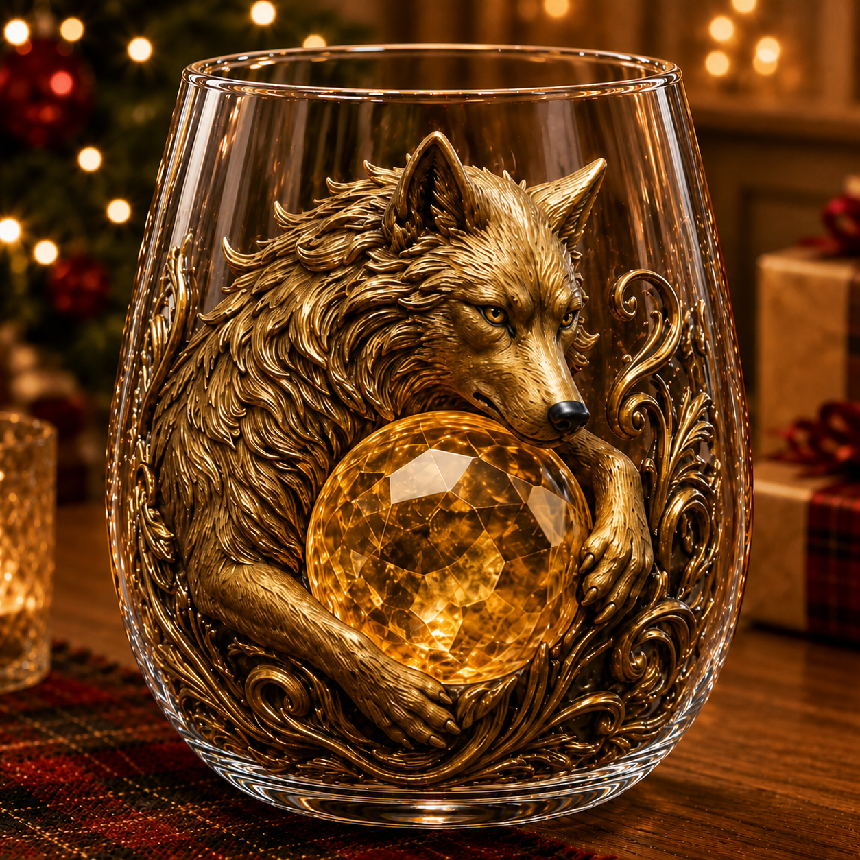 🐺🌙 3D Mythic Moon Wolf Glass Art Cup | Luxury Raised Fantasy Glassware for Whiskey, Home Bar Décor & Legendary Gifts 🎁
