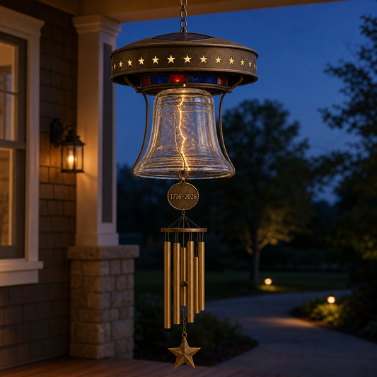 Liberty Resonance Solar Bell Chime | 1776–2026 Patriotic Porch Light