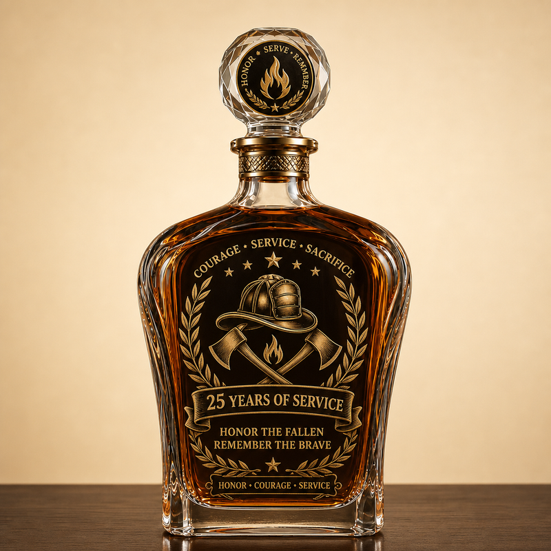 25 Years of Service firefighter commemorative decanter