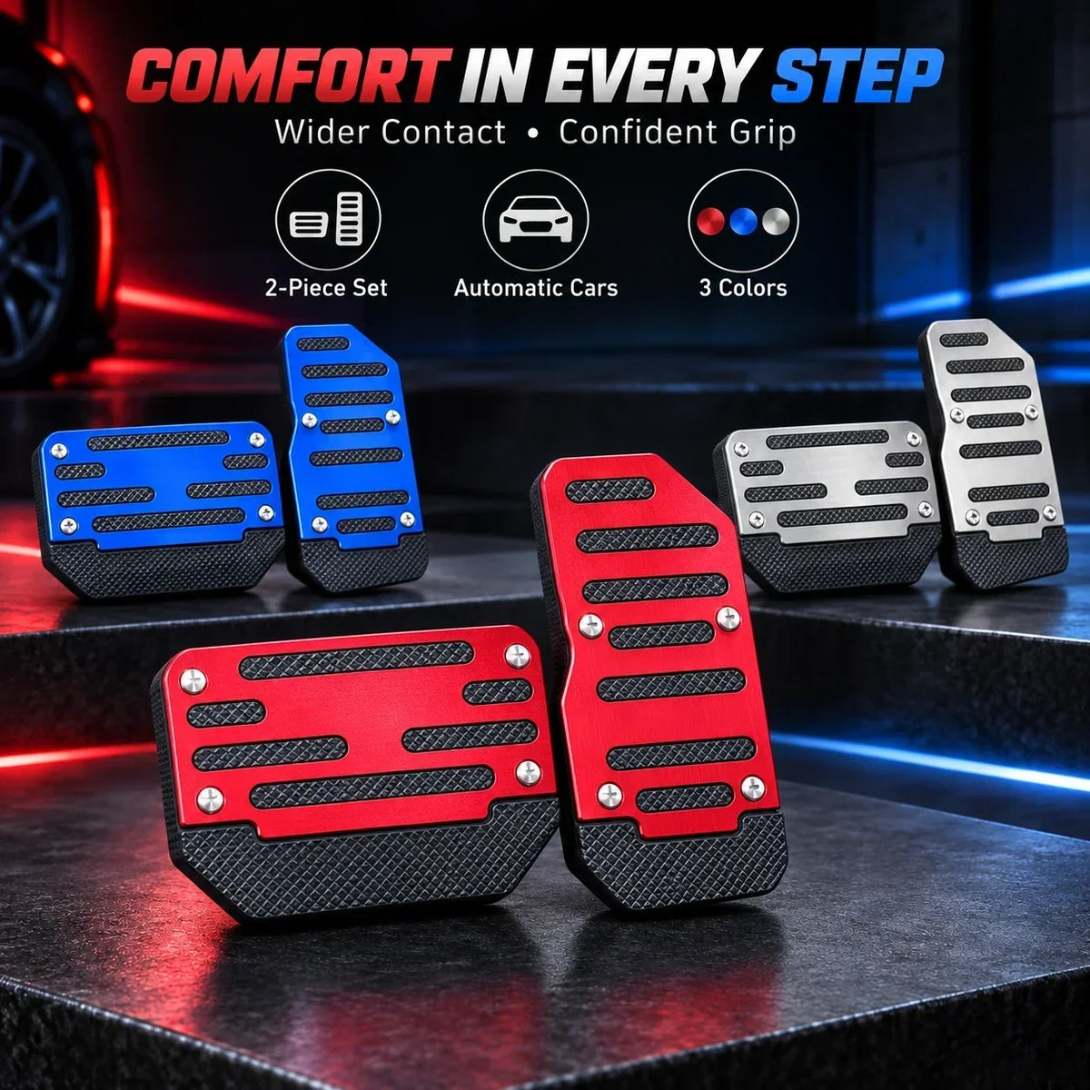 🚗Universal 2-Piece Anti-Slip Pedal Covers for Automatic Cars – Brake & Accelerator