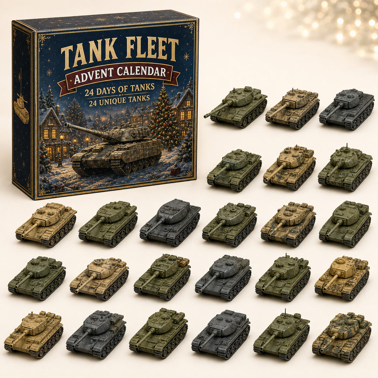 Tank Fleet Advent Calendar box with 24 tank-inspired miniatures