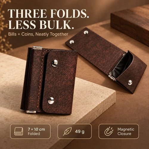👜 Retro Trifold Wallet – Compact Design with Easy-Access Coin Pocket