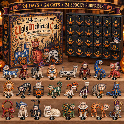 🐈🎃 24 Days of Ugly Medieval Cats – Halloween Advent Calendar with 24 Bizarre Cat Figures