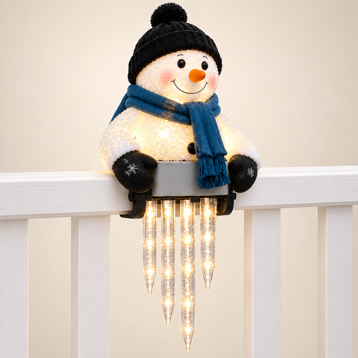 ⛄✨ WinterGlow Snowman Icicle Light – Festive LED Railing & Christmas Hanging Décor