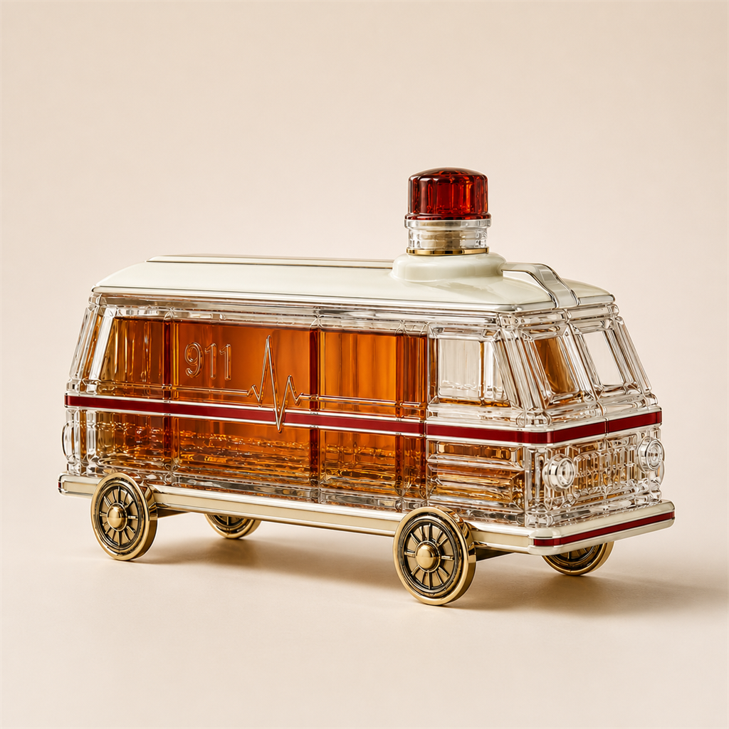 🚑🥃 911 Emergency Rescue Ambulance Whiskey Decanter – First Responder Tribute Collector Bottle