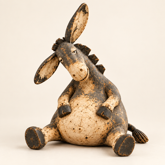 🫏 Rustic Sitting Donkey Figurine – Vintage Farmhouse Shelf Decor