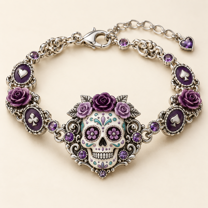 💀🌹 Día de los Muertos Sugar Skull Bracelet Collection – Colorful Floral Memorial Jewelry ✨