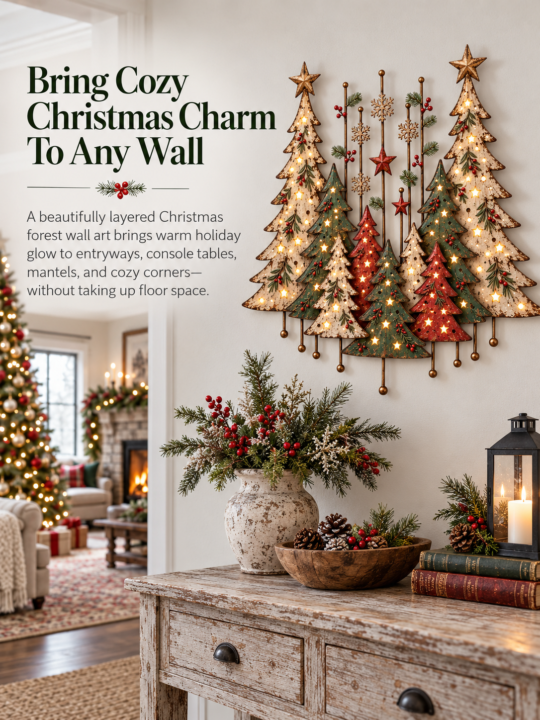 Vintage Christmas Forest Wall Art