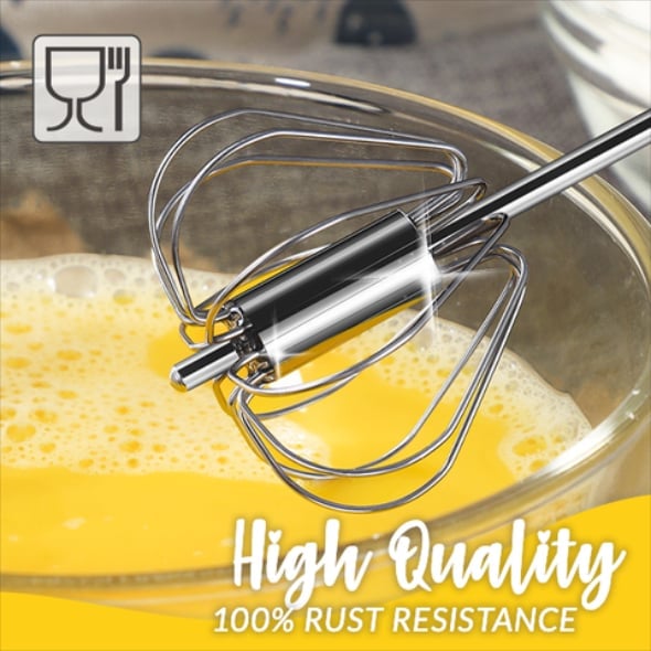 🥄 Semi-Automatic Stainless Steel Whisk – Easy Push-Down Mixing Tool