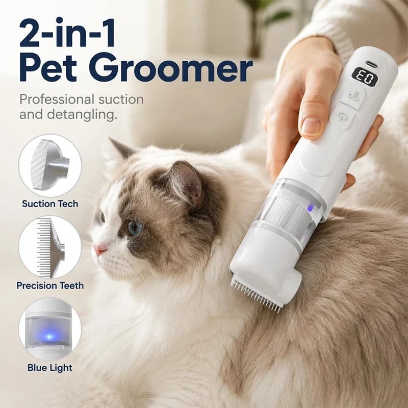 🐾 FurEase Electric Pet Grooming Comb with Built-In Suction – Gentle Detangling & Mess-Free Deshedding