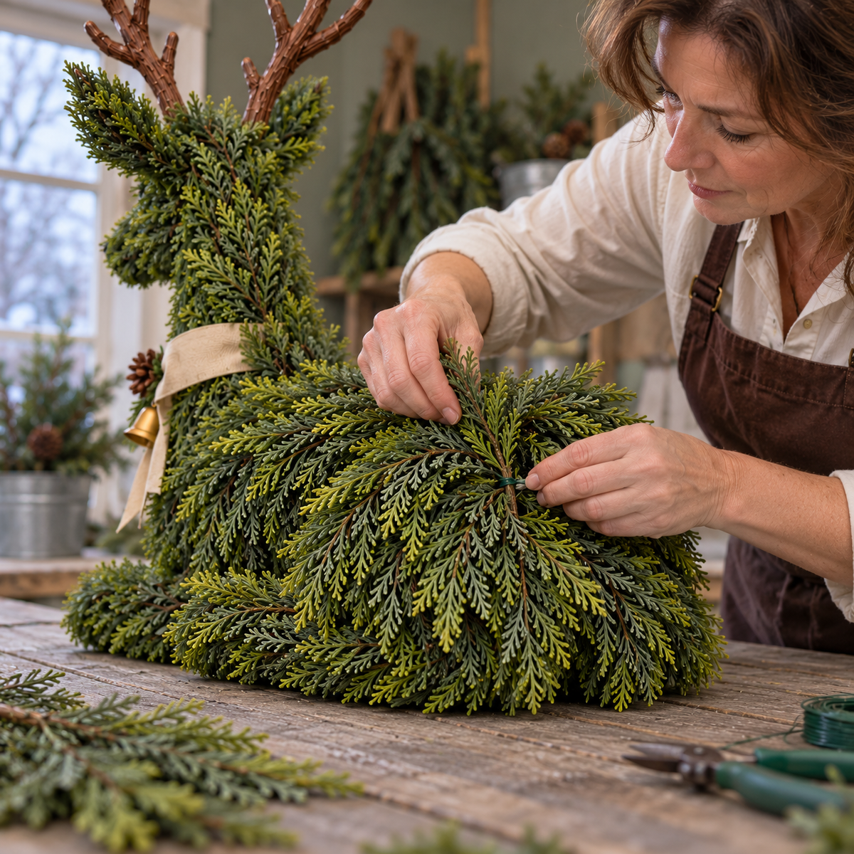 Evergreen Reindeer Christmas Decoration