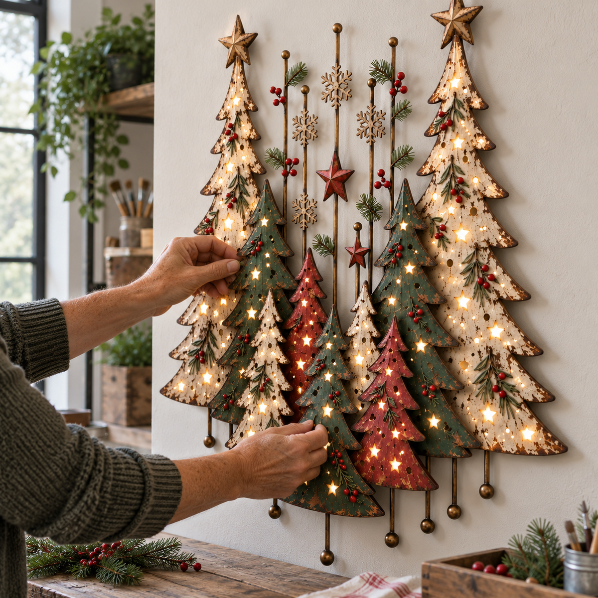 Vintage Christmas Forest Wall Art