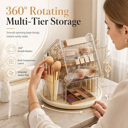 50% OFF 💄 Clear Spinning Makeup Organizer – 360° Vanity Storage | Style A