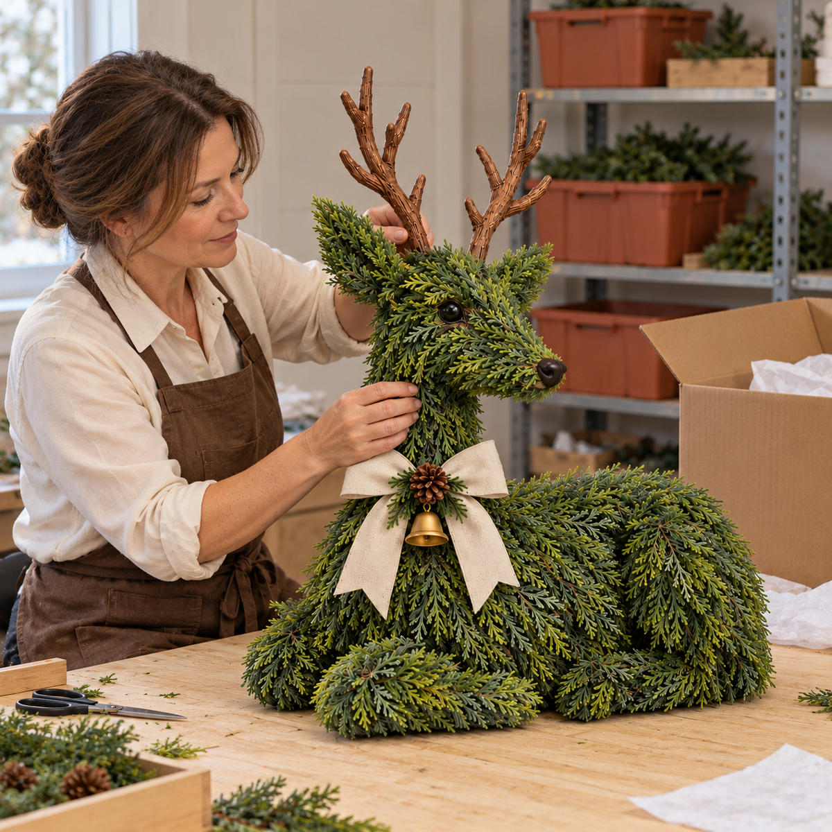 Evergreen Reindeer Christmas Decoration