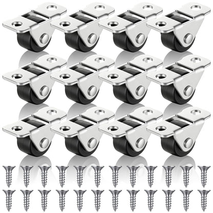 12-Pack Mini Caster Wheels 🔧 – 1/2" Low-Profile Furniture Rollers