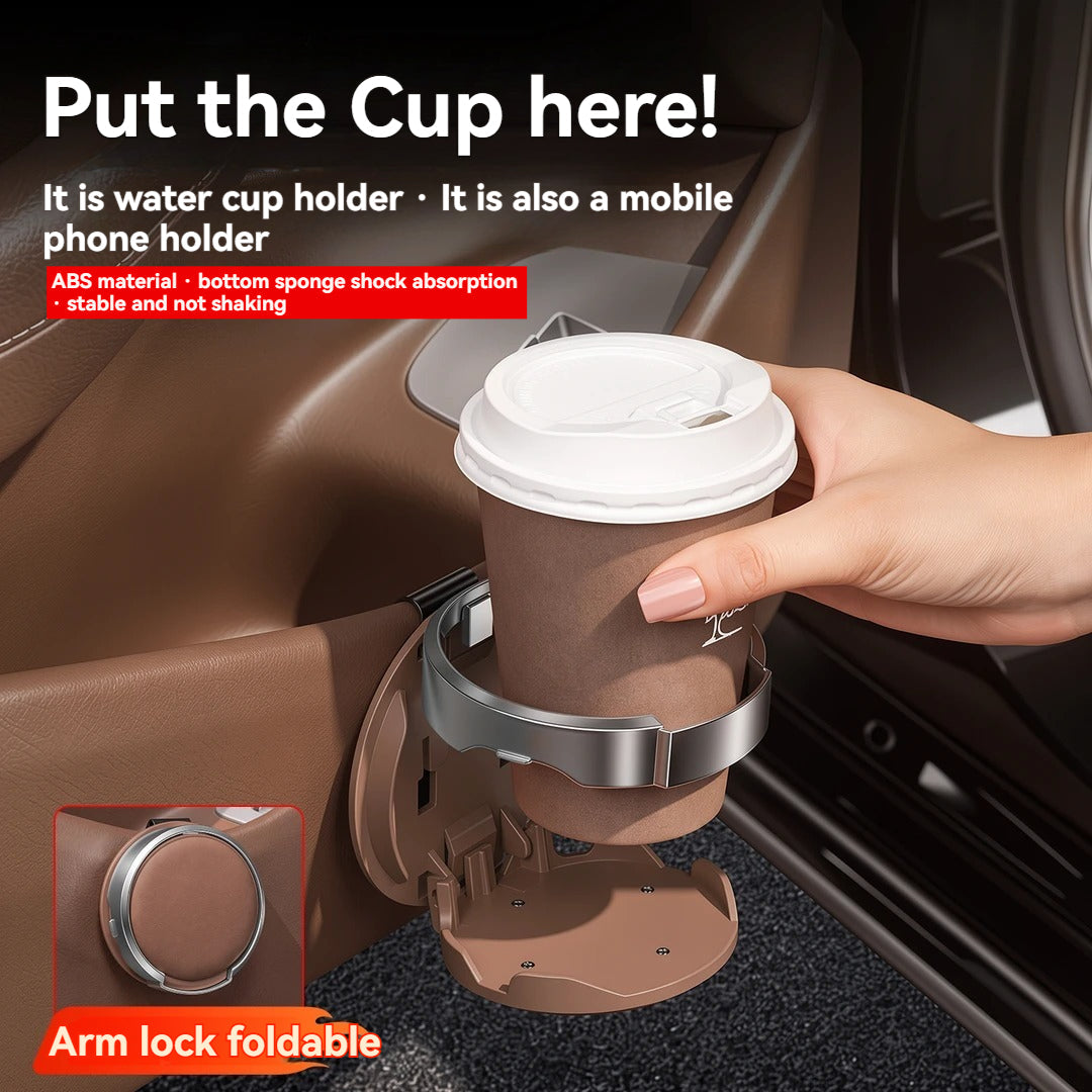 🚗 Fold-Away 2-in-1 Car Door Drink and Phone Caddy – Space-Saving Hanging Organizer