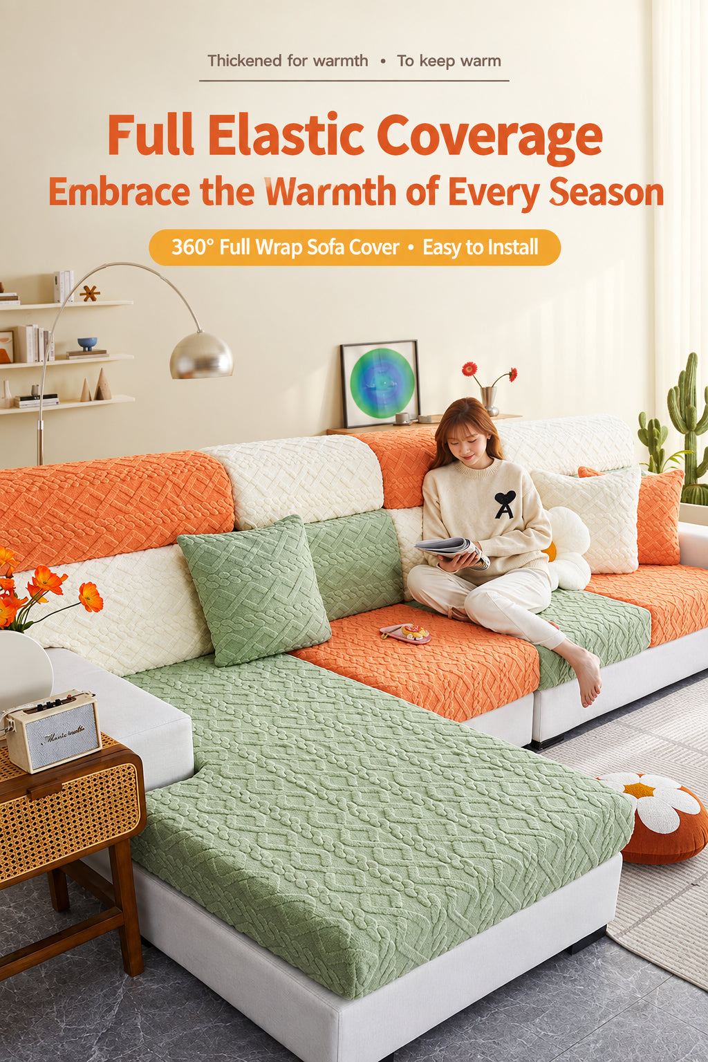 Cozy Plush Stretch-Fit Sofa Slipcover | Soft Warmth & Elevated Living Room Style ✨