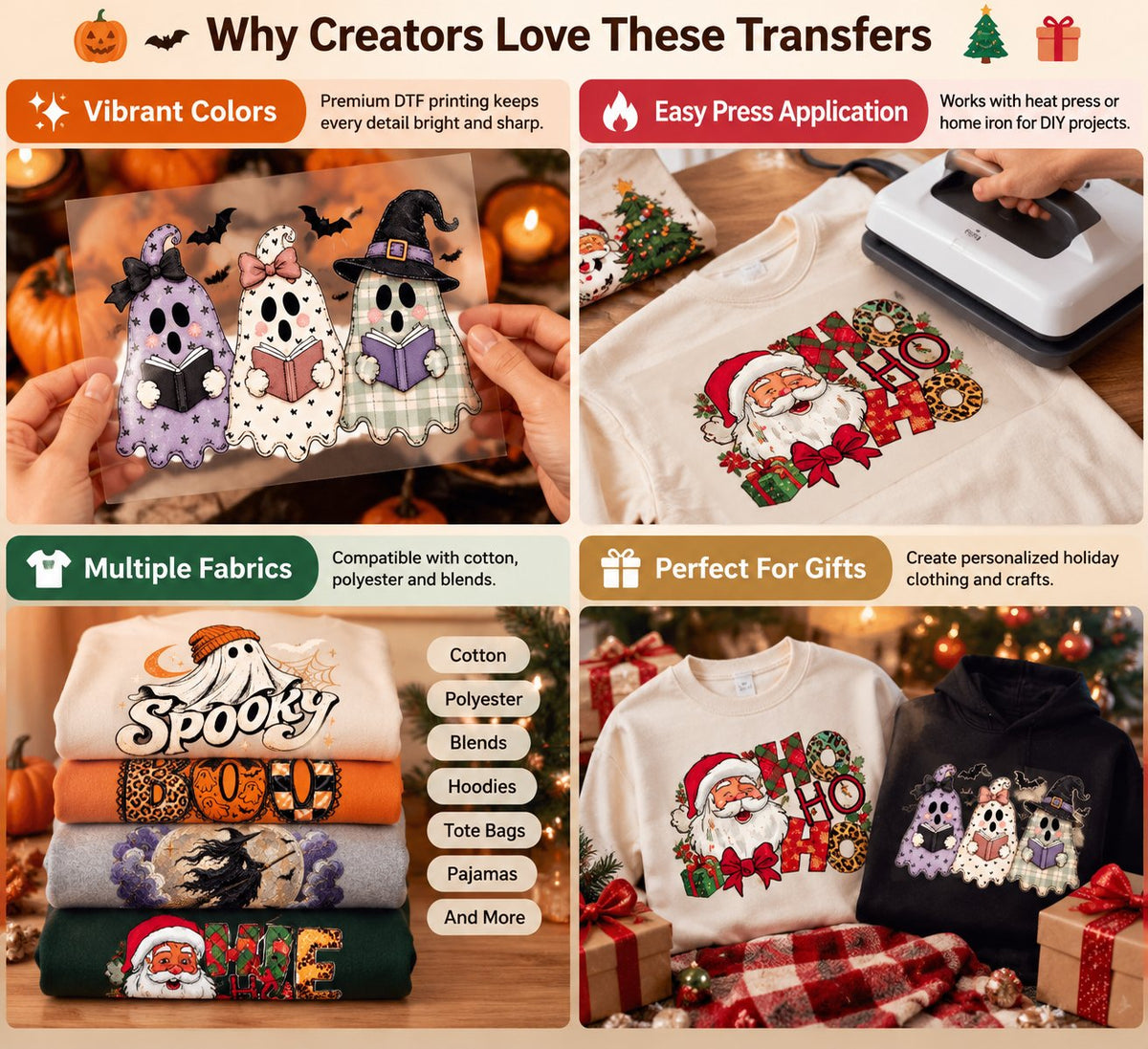 The Ultimate Holiday DTF Transfer Bundle 🎃🎄 Create Custom Shirts From Halloween To Christmas