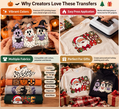 The Ultimate Holiday DTF Transfer Bundle 🎃🎄 Create Custom Shirts From Halloween To Christmas
