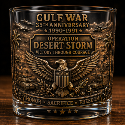 Gulf War 35th Anniversary Commemorative Whiskey Glass – Raised Tribute Barware
