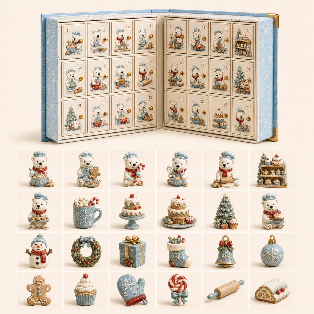 🎄 Merry Menagerie: 24 Days of Tiny Christmas Joy | Animal Miniature Countdown Box – 6 Collector Editions