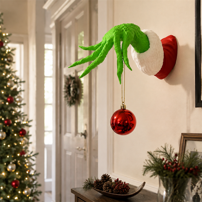 💚🎄 Grinch-Inspired Christmas Hand Wall Hanger – Funny Ornament Holder & Holiday Wall Décor