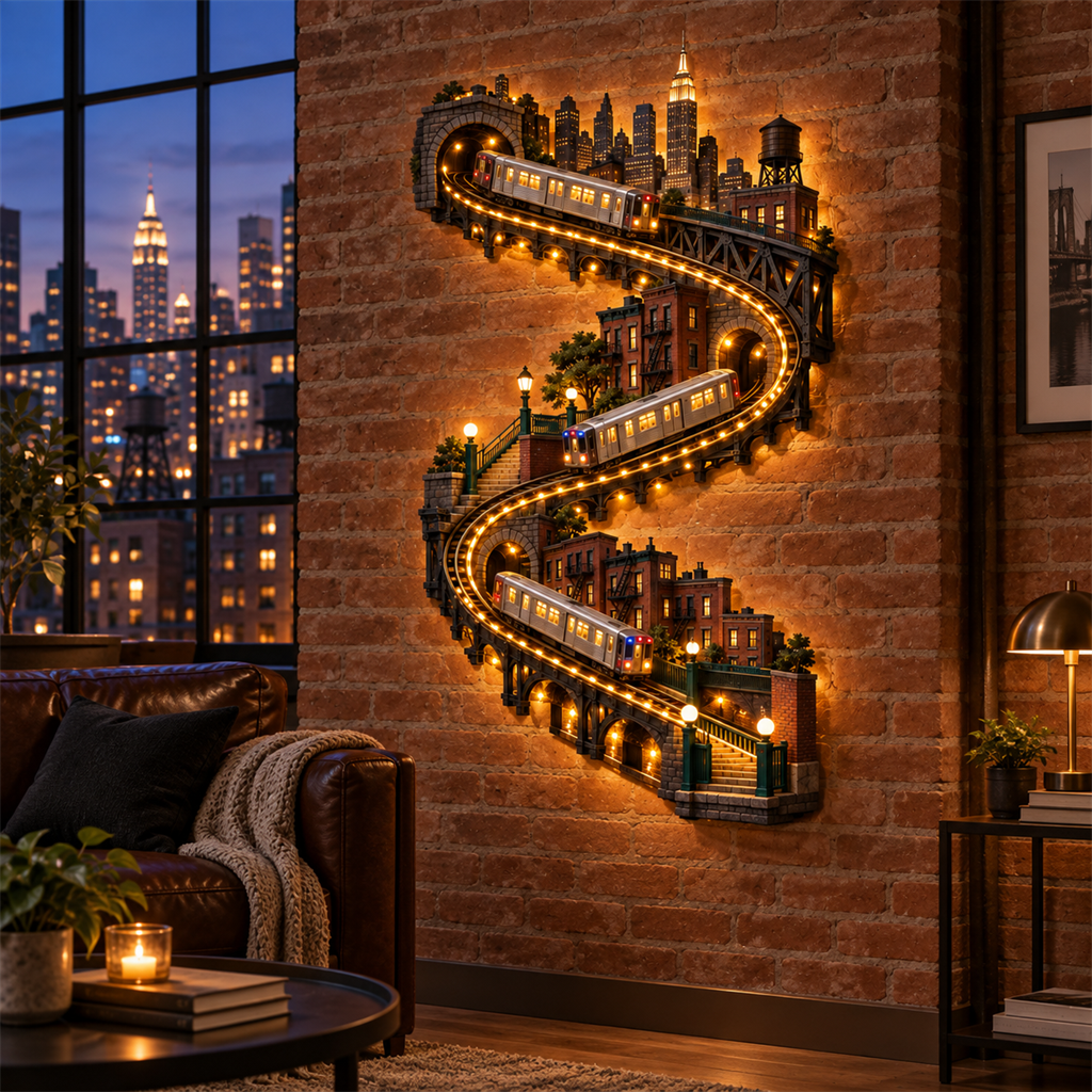 American City Transit Trail Light – Illuminated 3D Skyline Wall Décor
