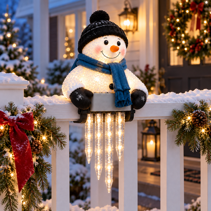 ⛄✨ WinterGlow Snowman Icicle Light – Festive LED Railing & Christmas Hanging Décor