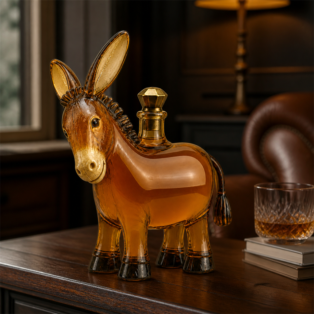🫏 Rustic Donkey Whiskey Decanter – Farmhouse Animal Glass Bottle
