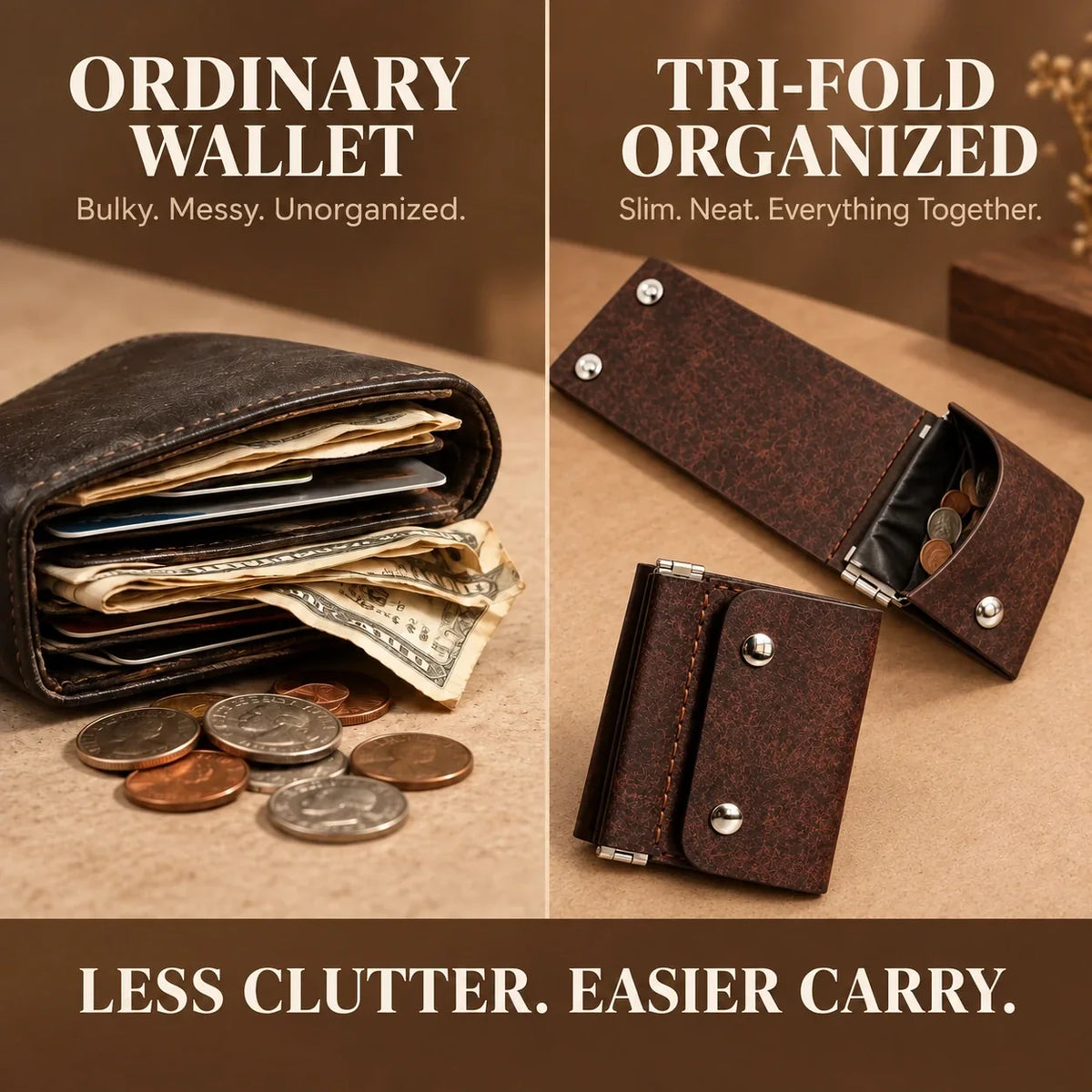 👜 Retro Trifold Wallet – Compact Design with Easy-Access Coin Pocket