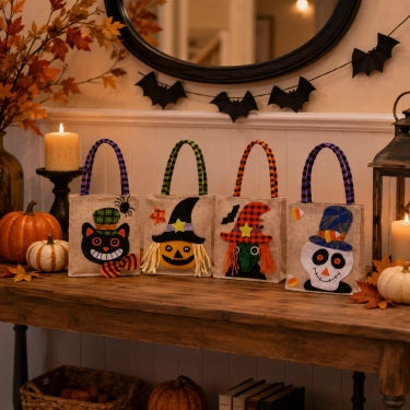 Whimsical Halloween Trick-or-Treat Bags, Set of 4