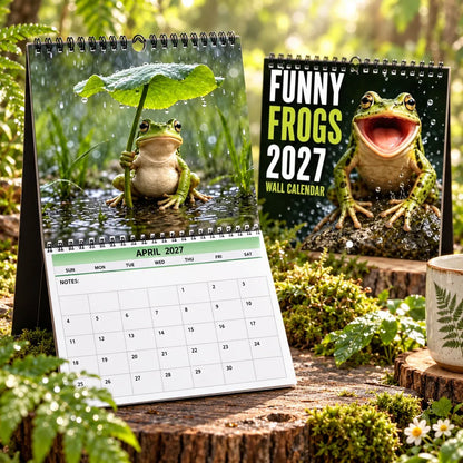 🐸Funny Frogs 2027 Wall Calendar – Cute Humorous Frog Calendar, Quirky Amphibian Gift, Nature & Wildlife Decor
