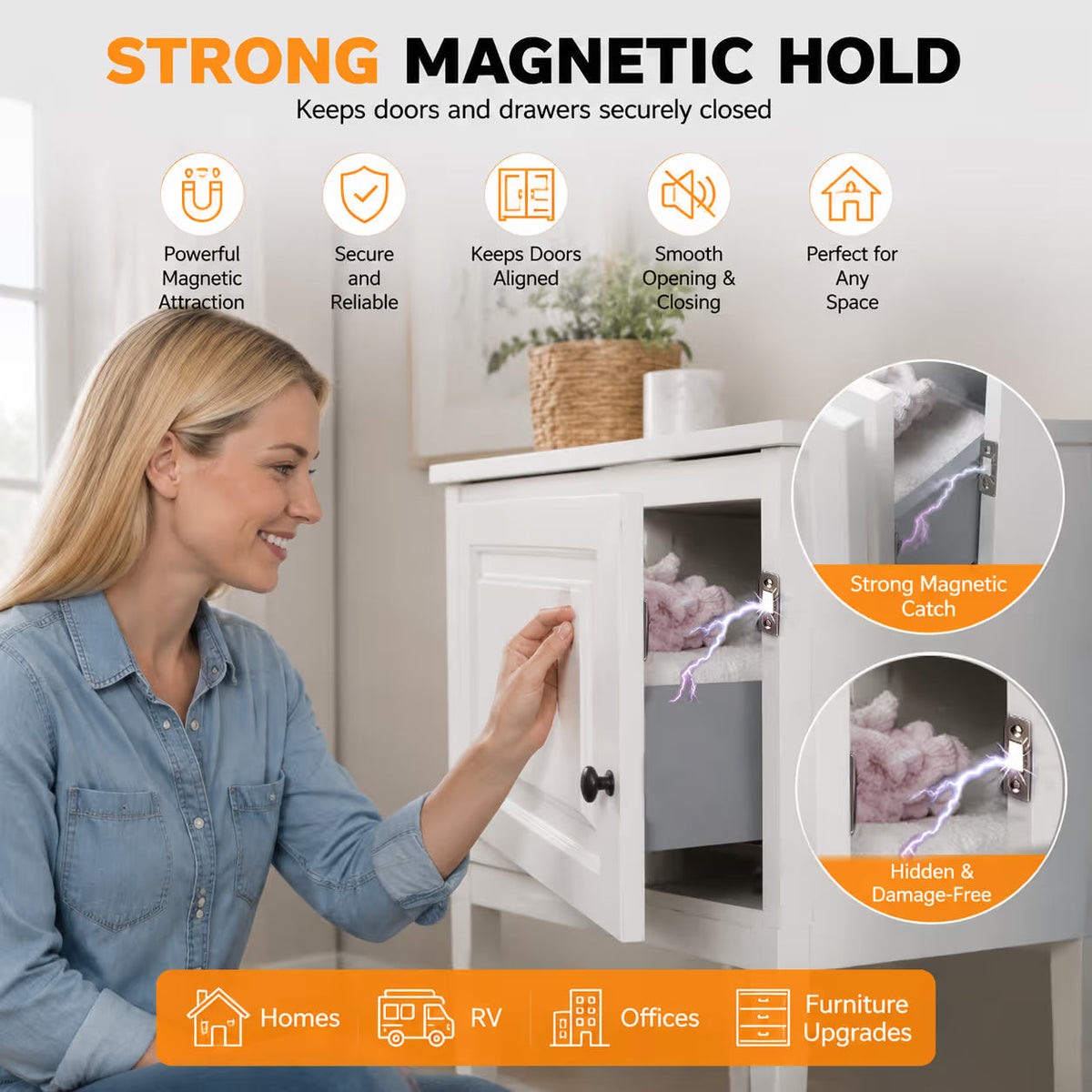 🧲 Magnetic Door Catch – Strong Hold for Cabinets, Closets & Interior Doors