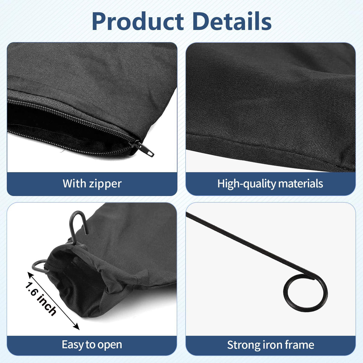 Zippered Miter Saw Dust Bags 🪚 – 2-Pack with Adjustable Wire Support for 1.5"–2" Dust Ports