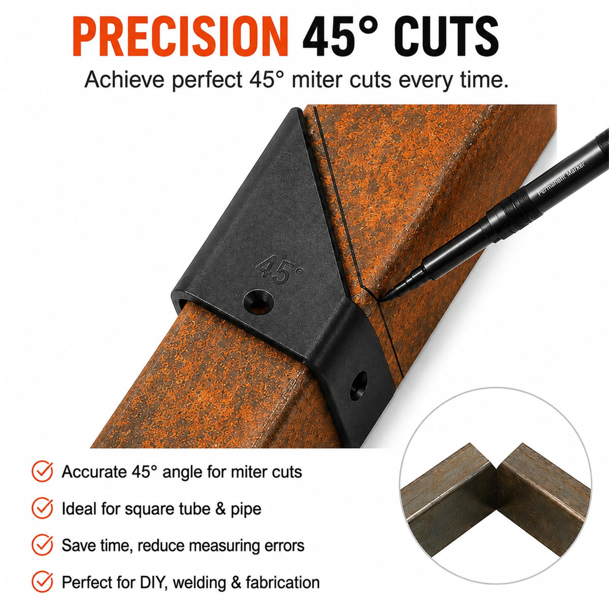 45° Steel Pipe Beveling Guide 🛠️ – Precision Square Tube Cutting Jig