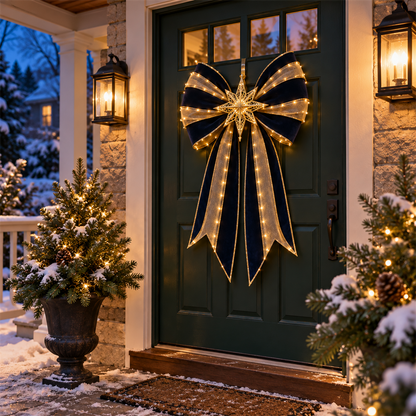 ✨ Oversized Light-Up Christmas Door Bow | 6 Festive Styles