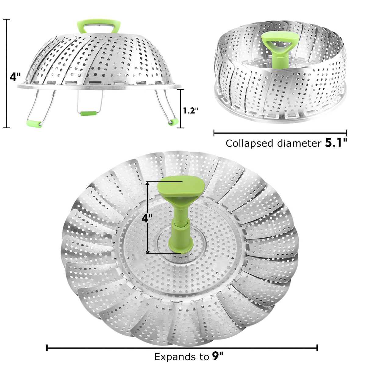 Expandable Vegetable Steamer Basket 🥦 – Stainless Steel Insert with Extendable Handle