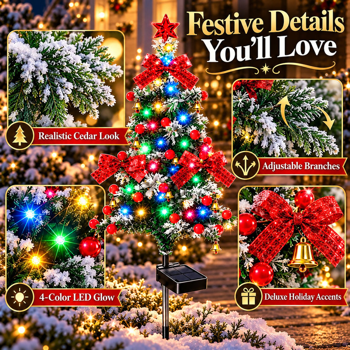 ✨ Last Day – 49% OFF🎄 Solar Cedar Christmas Tree Lights