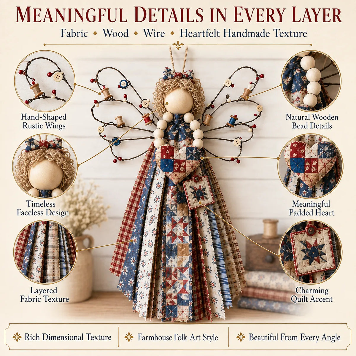🔥LAST DAY 50% OFF - 🪽 Angel Fabric Hanging DIY Kit - Stitch a Little Blessing That Stays Forever
