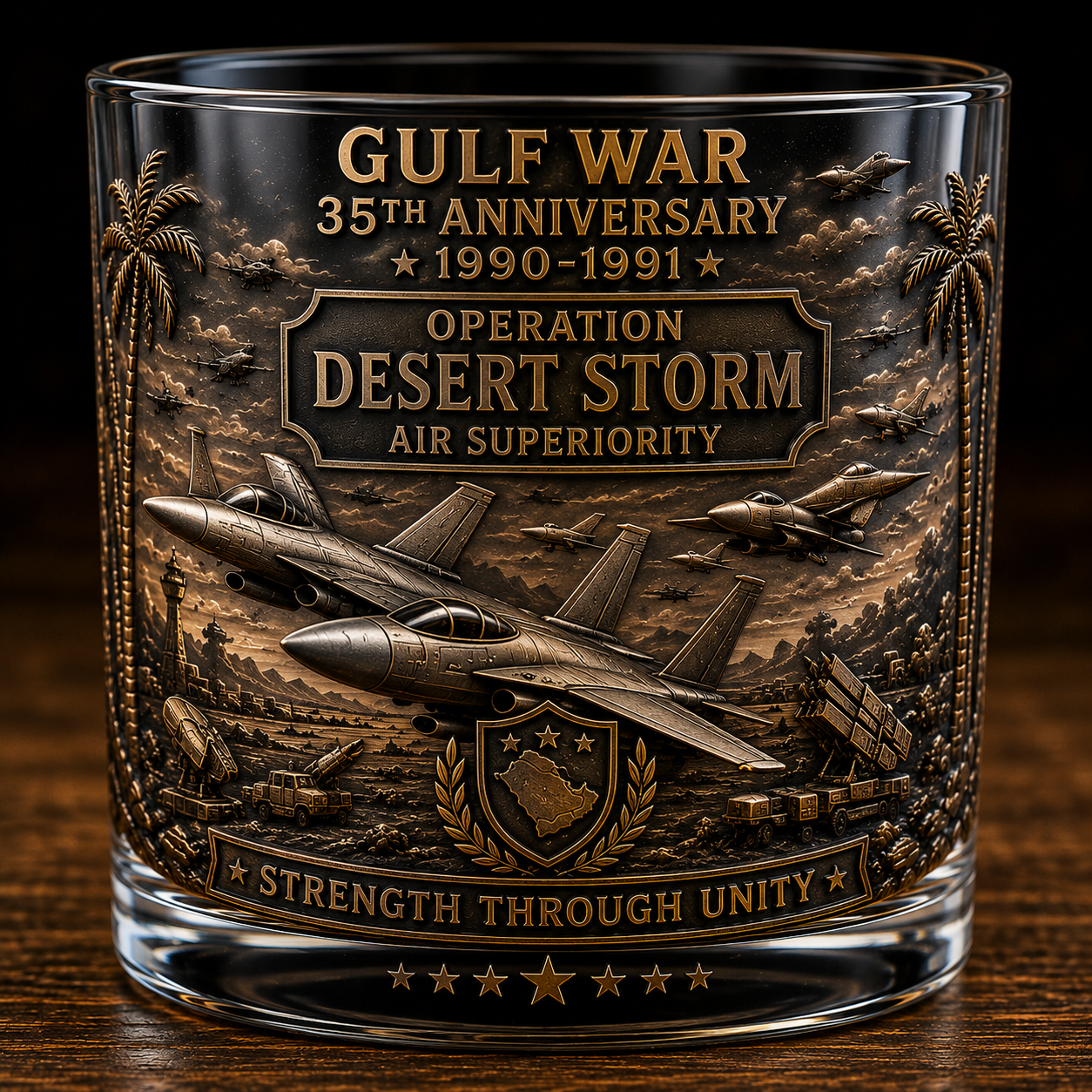 Gulf War 35th Anniversary Commemorative Whiskey Glass – Raised Tribute Barware